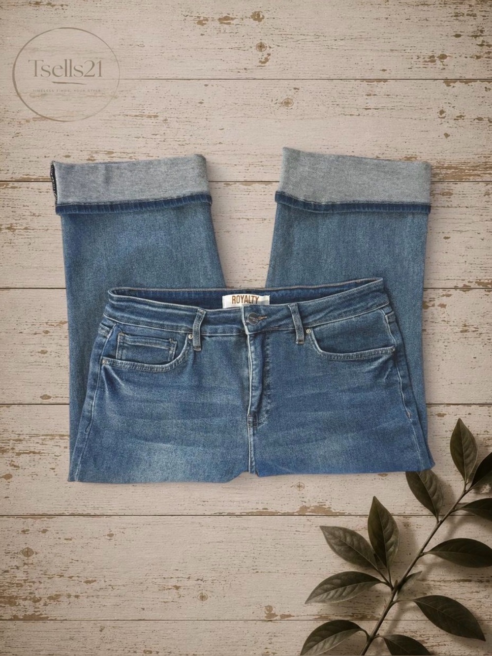 Royalty Wide-Leg Cuffed Capri Jeans - Size 14
